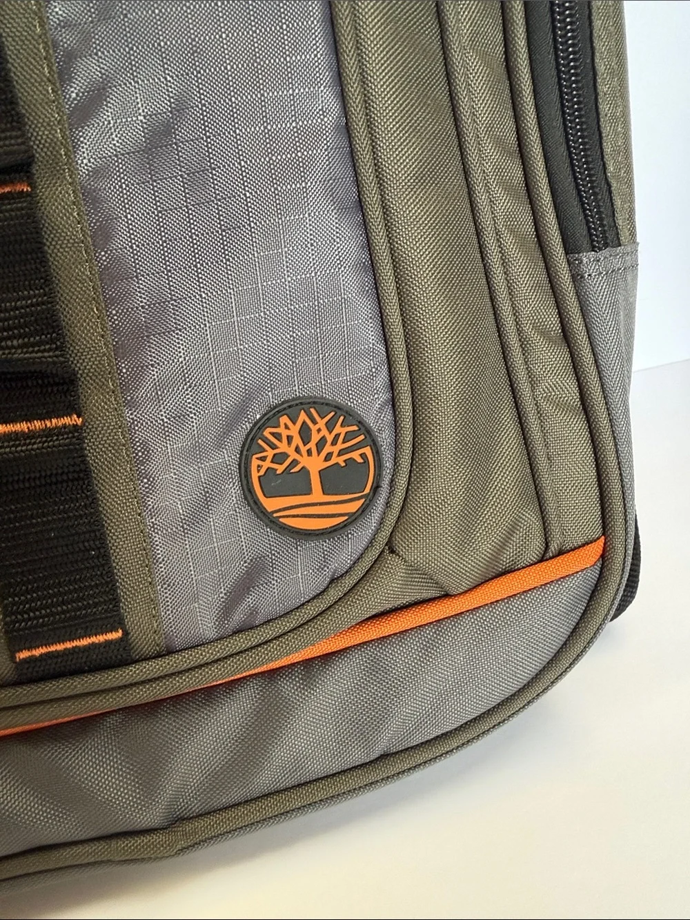 Timberland Backpack/ Laptop Bag Olive and Gray with Orange Accents